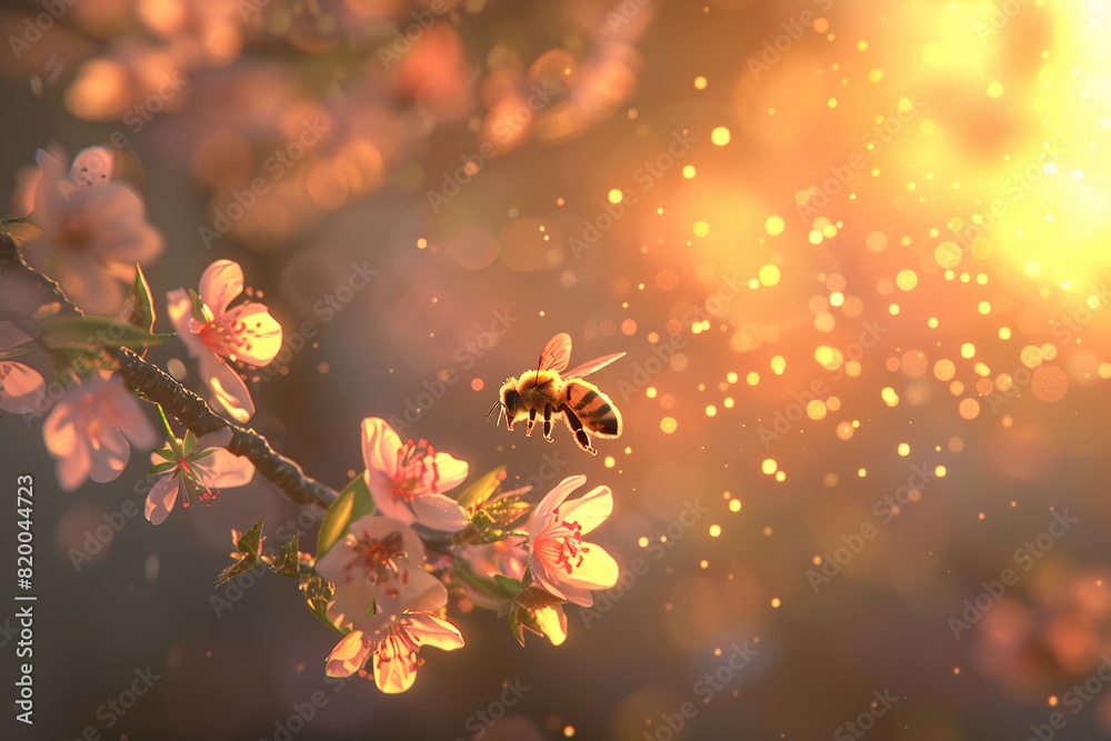 Bee pollinating a flower Bee pollinating a flower