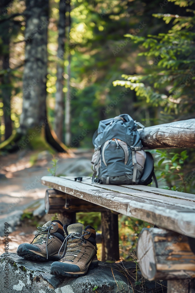 Close up of hiking bag with shoes generated.Ai Close up of hiking bag with shoes generated.Ai