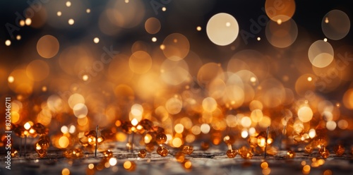 Abstract golden background with bokeh defocused lights and sparkles