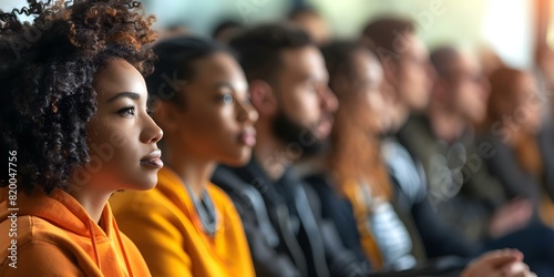 Diverse Audience Engaged in a Speaker's Presentation in a Spacious Classroom. Concept Audience Engagement, Speaker Presentation, Diverse Group, Spacious Classroom