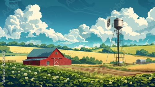 Illustration,  cloud-based farm weather stations for microclimate monitoring photo