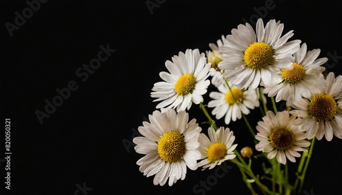 chamomile flower on black background