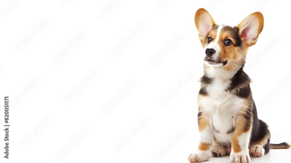 happy panting Welsh Corgi Pembroke Puppy Sitting isolated on white : Generative AI happy panting Welsh Corgi Pembroke Puppy Sitting isolated on white : Generative AI
