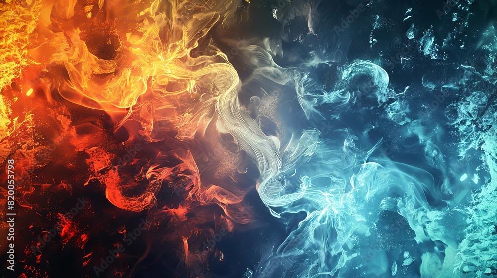 Fototapeta premium fiery and aquatic elements converge in mesmerizing abstract background digital art