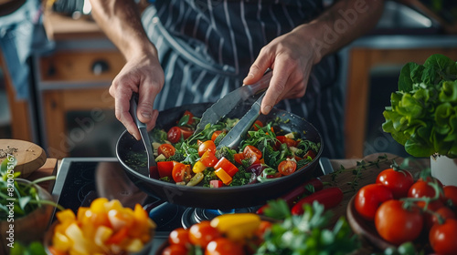 Professional Chefs Preparing Vibrant and Fresh Dishes