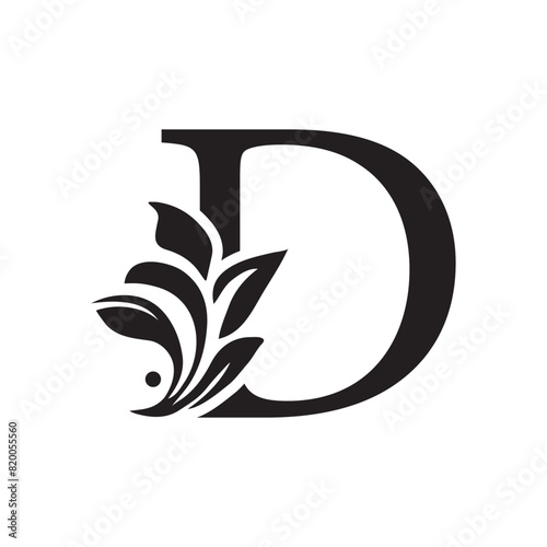 letter Dflower letters. Vintage ornament initial Alphabet. Logo vector	
