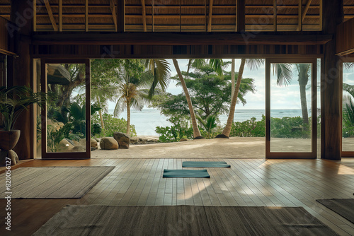 beachfront yoga studio with open air and ocean view photo