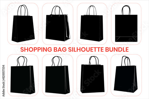 Shopping Bag Icon Silhouette Bundle set