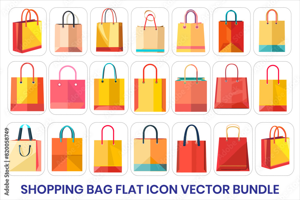Shopping Bag Flat Icon Vector Bundle Shopping Bag Flat Icon Vector Bundle