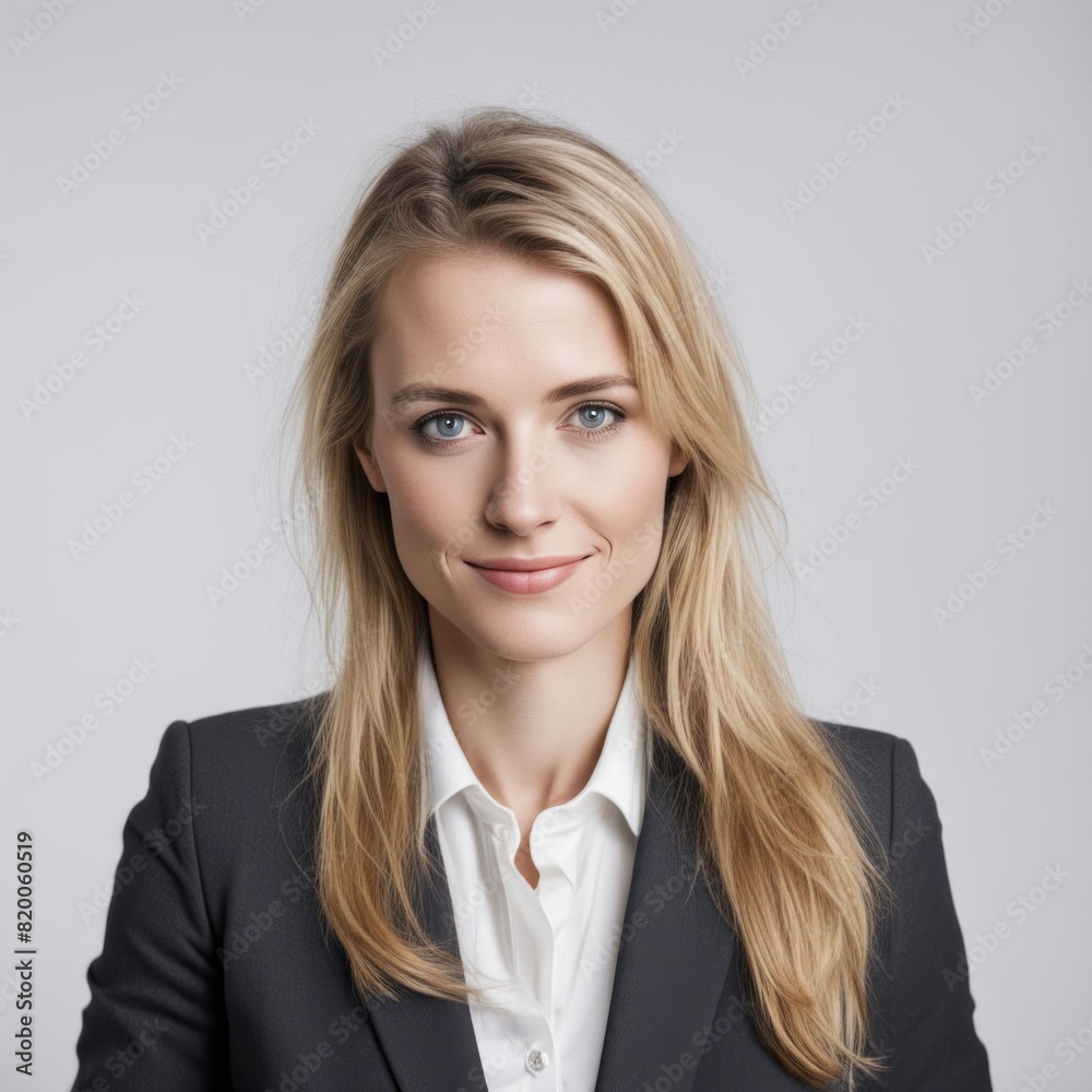 Generative ai white background look camera human Generative ai white background look camera human