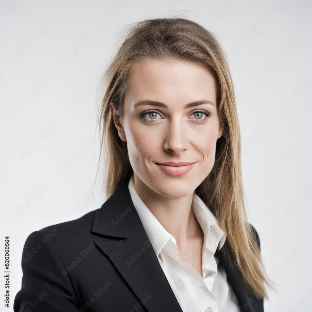 Generative ai white background look camera human Generative ai white background look camera human