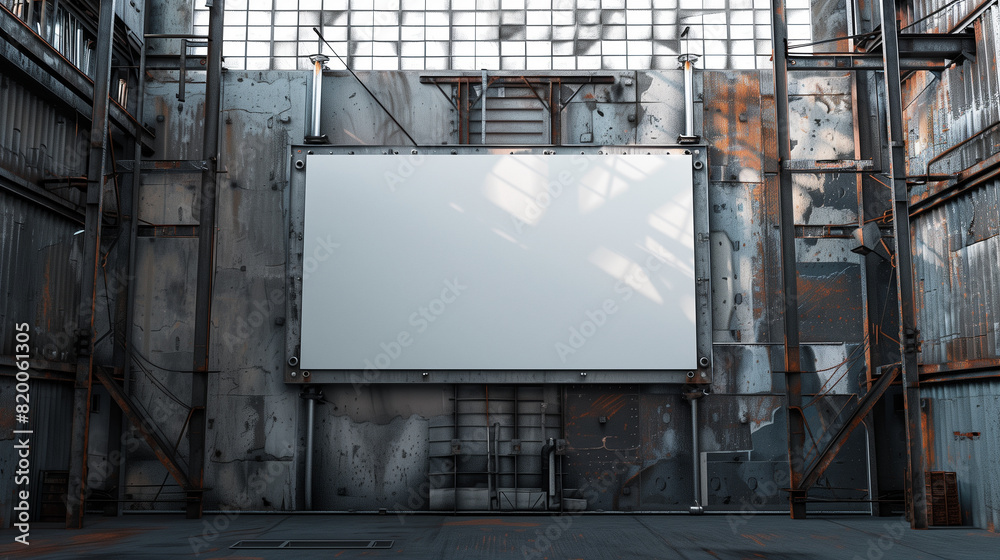 Large Blank Poster in Industrial Setting Large Blank Poster in Industrial Setting