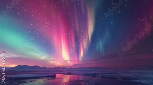 bright colored iridescent northern lights