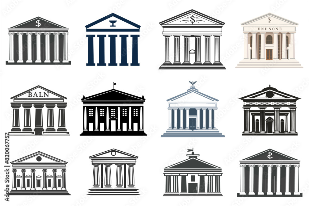 Building of Bank silhouette bundle set, Court icon building vector, law symbol Building Vector.
Building of Bank silhouette bundle set, Court icon building vector, law symbol Building Vector.