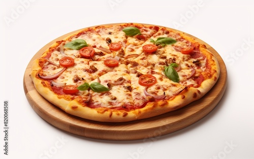 Emphasizing Quattro Formaggi Pizza on White