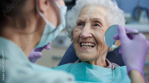 Elderly Lady at Dental Checkup photo