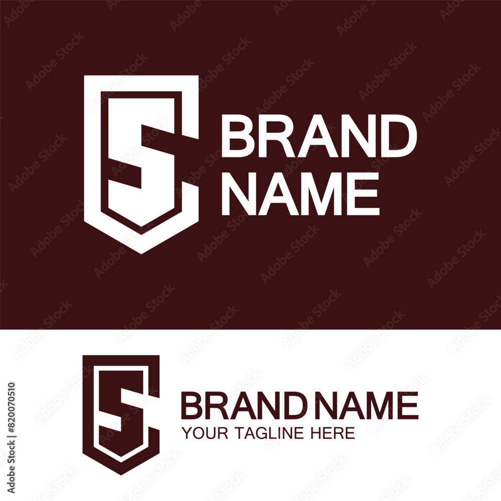 Fototapeta premium CS Logo or SC Logo. Creative letter CS or SC monogram logo shield shape.