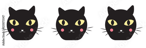 funny cat head black isolated on a white background