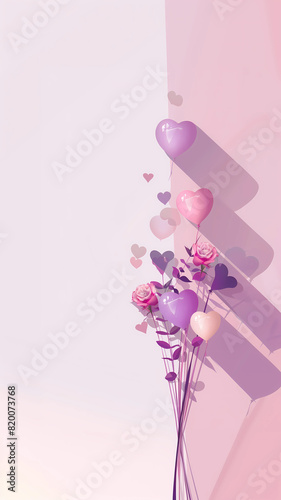 Valentine's Day Poster Background, Anniversary, Wedding, Romantic Background, Pink Background, Purple Background, Love, Flowers