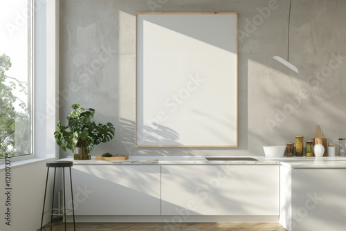 White Kitchen With Large Picture Frame