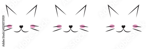 Cats head vector illustration cute animal funny decorative characters feline domestic trendy pet drawn