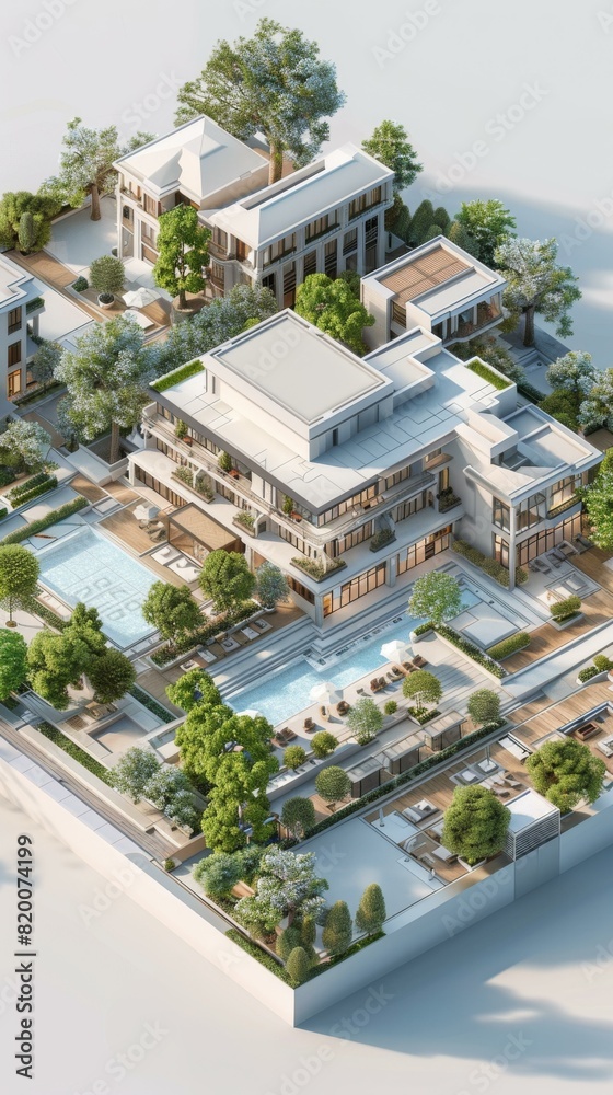 Fototapeta premium Modern Luxury Apartment Building Complex