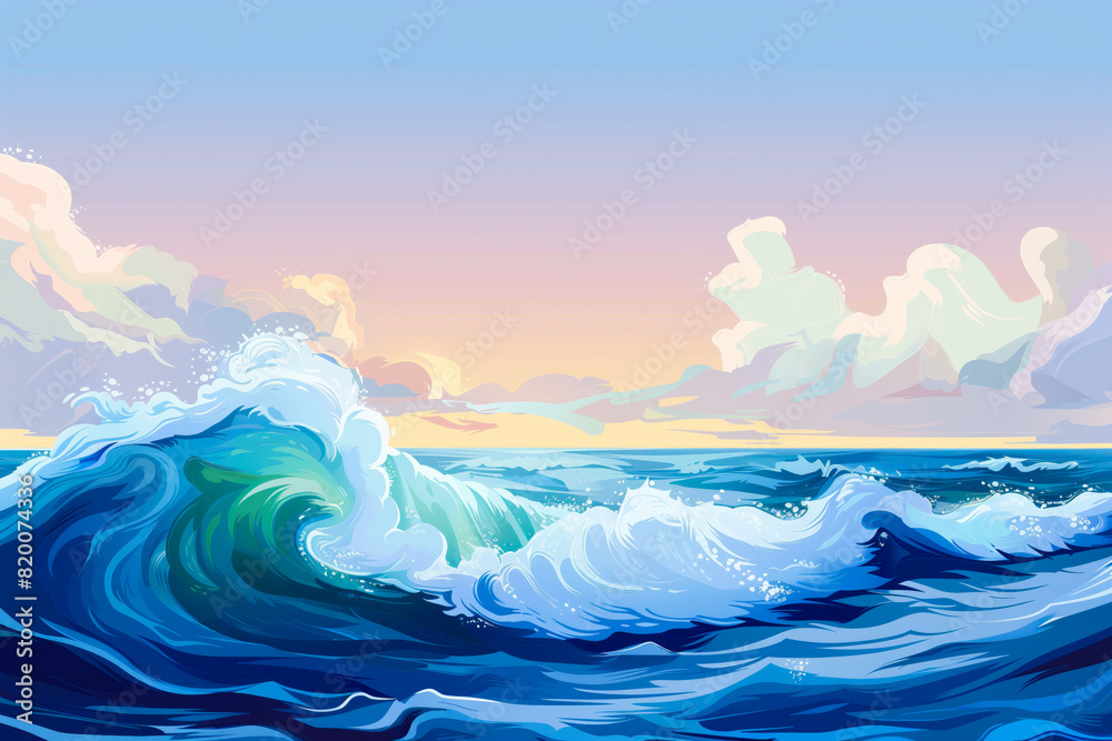 Illustration of ocean waves with blue and white colors Illustration of ocean waves with blue and white colors