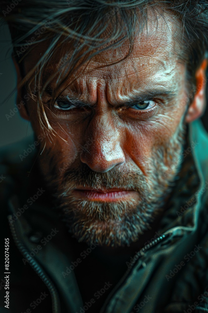 Close Up Portrait of Man with Angry Expression Close Up Portrait of Man with Angry Expression