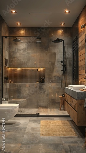Modern Bathroom with Large Shower and Freestanding Tub