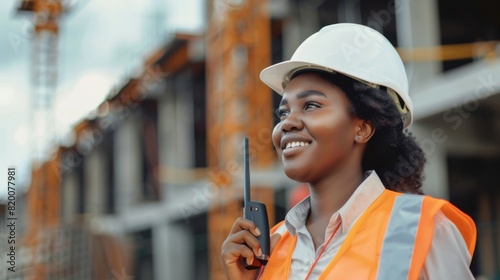 Female Engineer at Construction Site photo