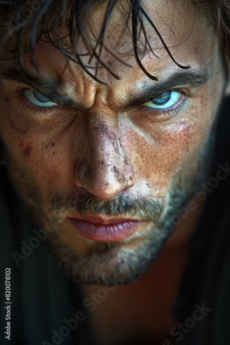 Portrait of a young man with intense blue eyes © Adobe Contributor