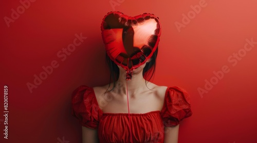 Woman with Heart-Shaped Balloon photo
