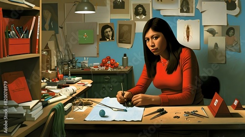 Female jeweler immersed in creating beautiful jewelry with joy and fulfillment