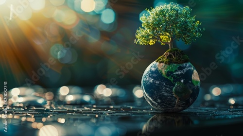 An outline of a globe with a bonsai tree growing from it, symbolizing the careful cultivation and global appeal of ideas, golden ratio composition, sharp focus, 8k resolution