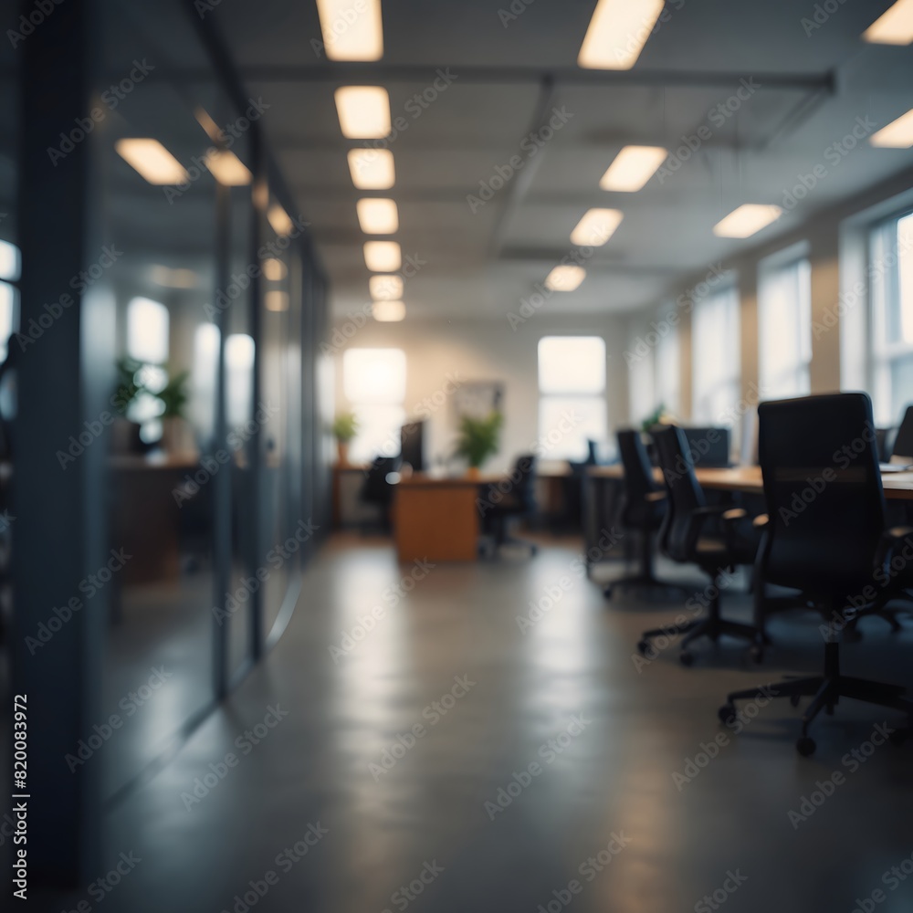 Abstract blurred office interior room. blurry working space with defocused effect. use for background or backdrop in business concept
