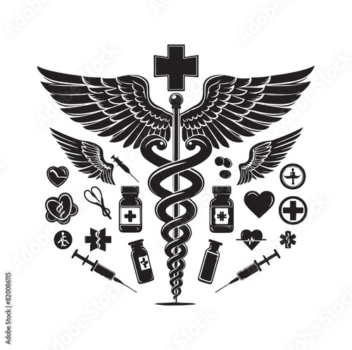 CADUCEUS health SYMBOL, MEDICAL AND HEALTH RELATED ICON 