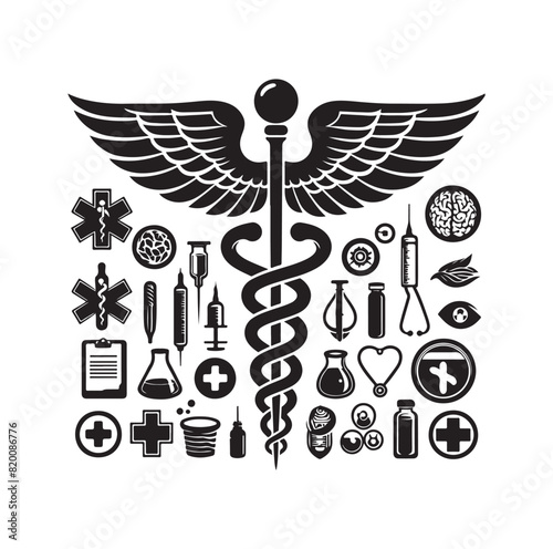 CADUCEUS health SYMBOL, MEDICAL AND HEALTH RELATED ICON 