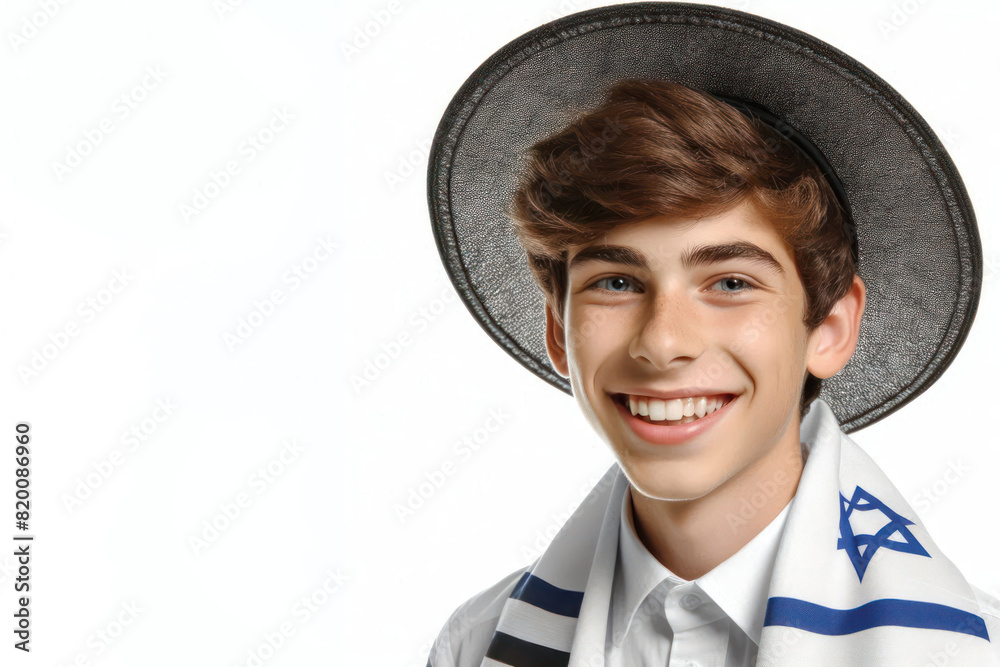 happy Jewish boy smiling Isolated on white background happy Jewish boy smiling Isolated on white background