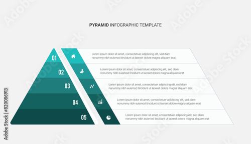 Pyramid Hierarchy Infographic Template Design with 5 Layers