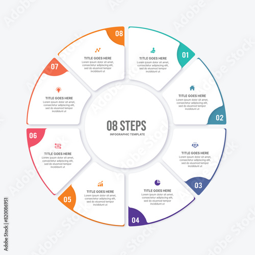 Circle Round Cycle Business Infographic Design Template with 8 Options