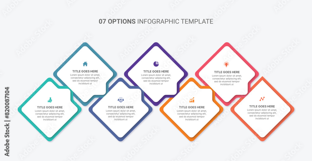 Obraz na plátně Seven 7 Steps Options Process Workflow Arrow Business Infographic Template Desig
