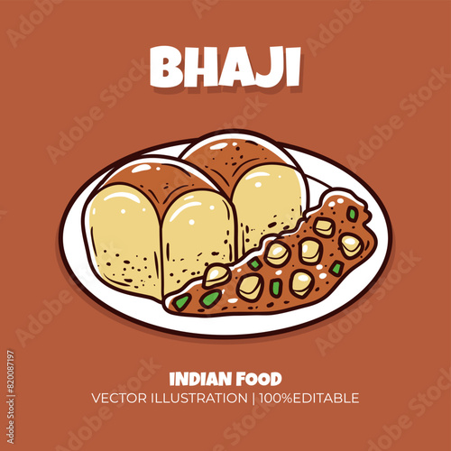 Bhaji Indian food vector illustration