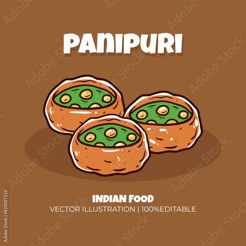 Panipuri Indian food vector illustration
