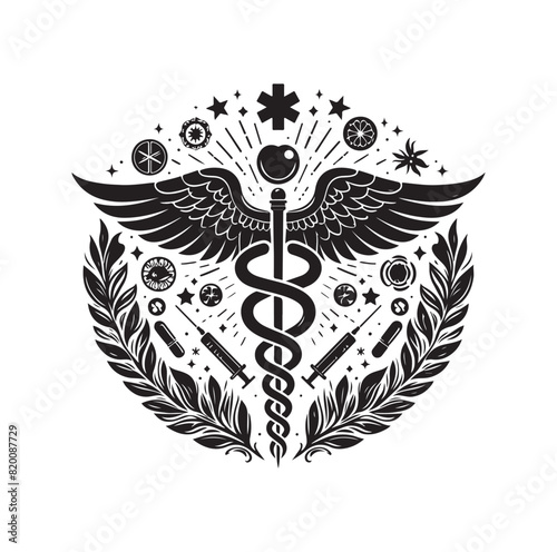 CADUCEUS health SYMBOL, MEDICAL AND HEALTH RELATED ICON 