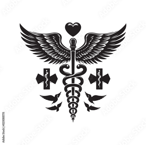 CADUCEUS health SYMBOL, MEDICAL AND HEALTH RELATED ICON 