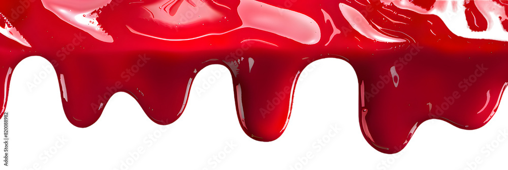 Red liquid jam dripping top to bottom isolated on transparent background Red liquid jam dripping top to bottom isolated on transparent background