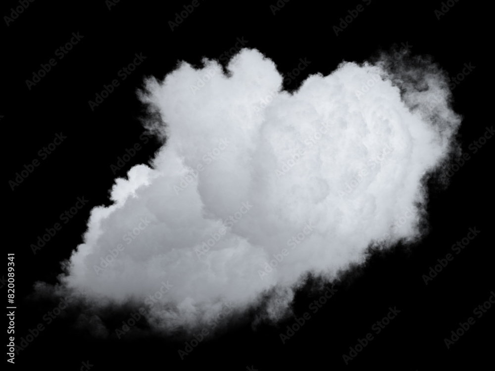 3d rendering, abstract white realistic cloud isolated on black background. Sky clip art element 3d rendering, abstract white realistic cloud isolated on black background. Sky clip art element