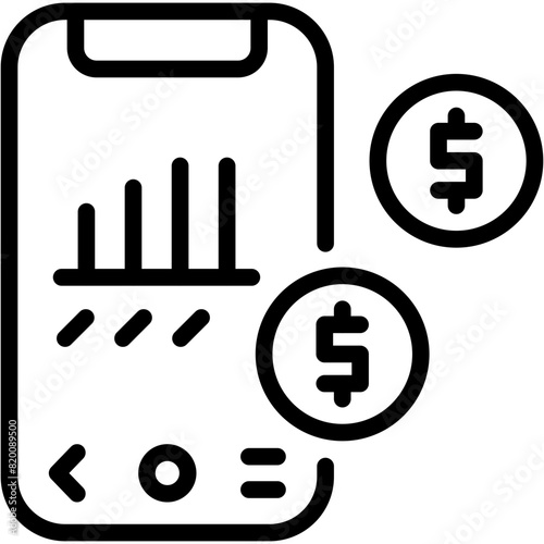 mobile finance line icon