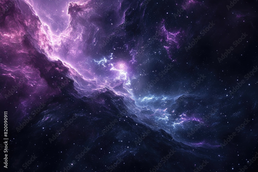 Colorful galaxy with stars and planets in motion