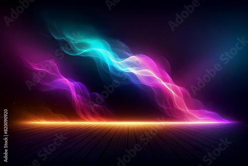 Abstract Background With the Glowing Light Lines Smoke Effect  Colorful Waves Sparkle in a Dark Background  HD High Quality Photo